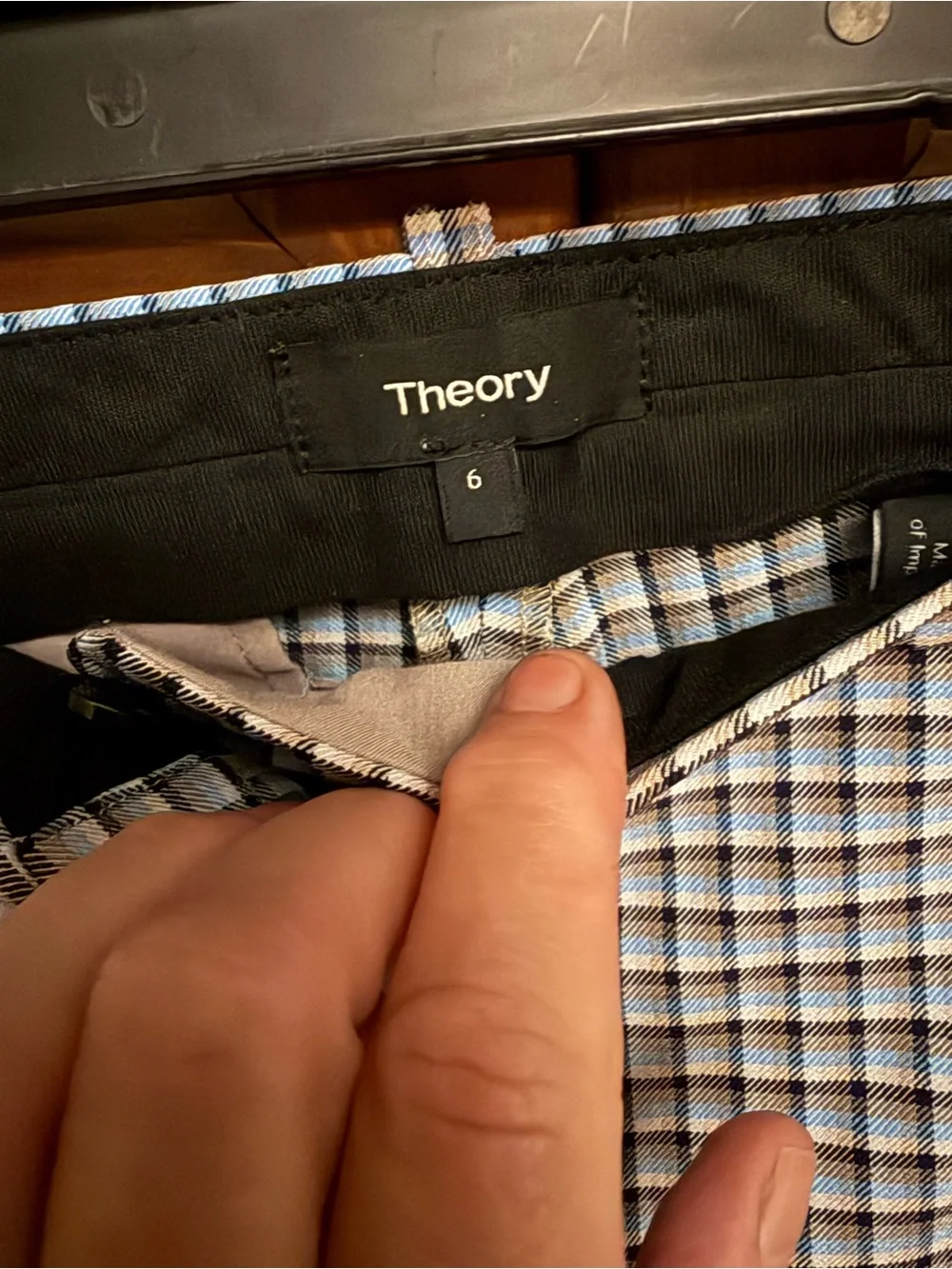 Theory Black and White Micro-Check Trousers 6